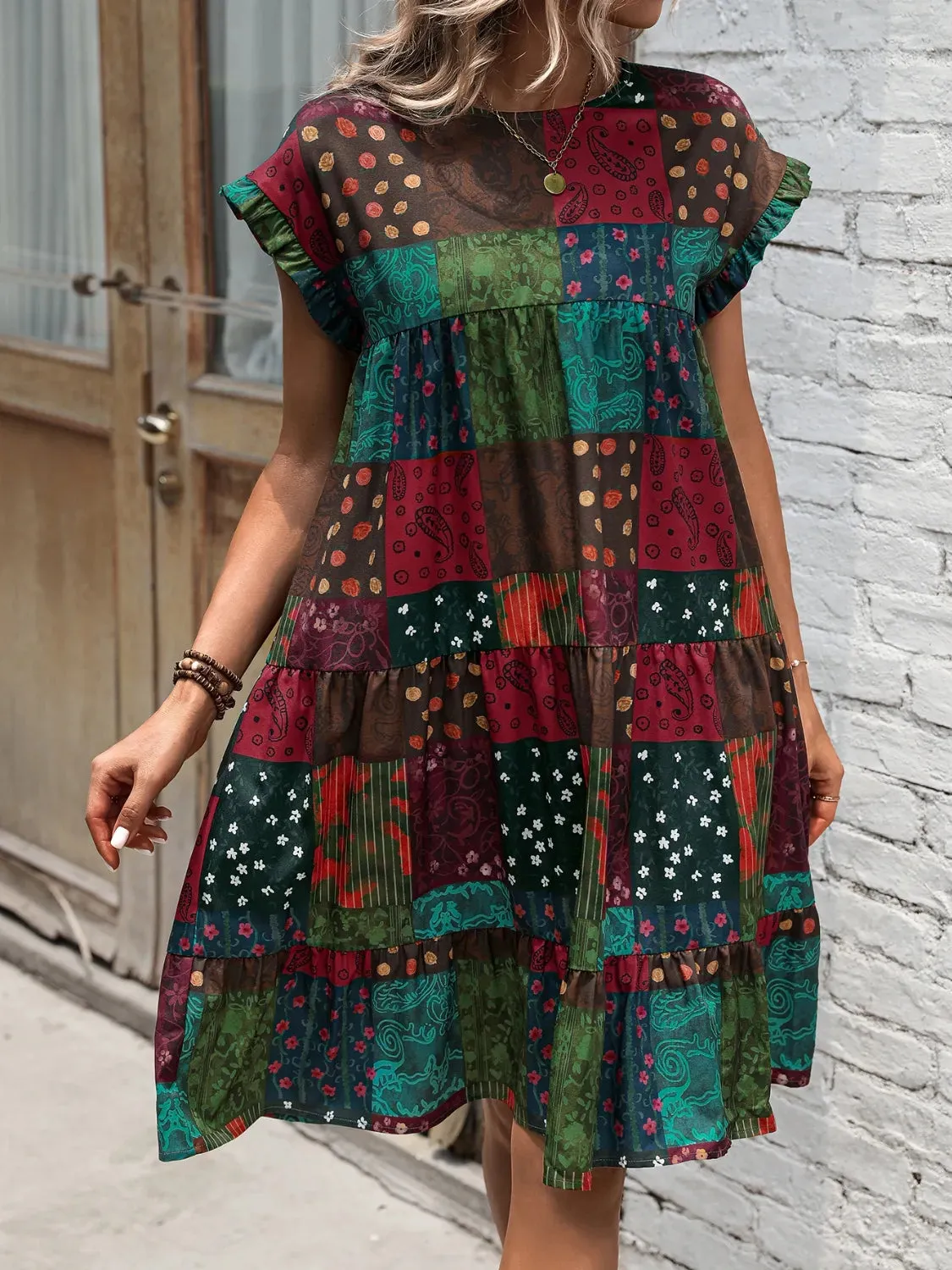 Color Block Print Short Sleeve Mini Dress sold by Gigi Laurent product image thumbnail 2