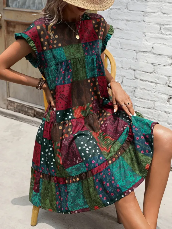 Color Block Print Short Sleeve Mini Dress sold by Gigi Laurent