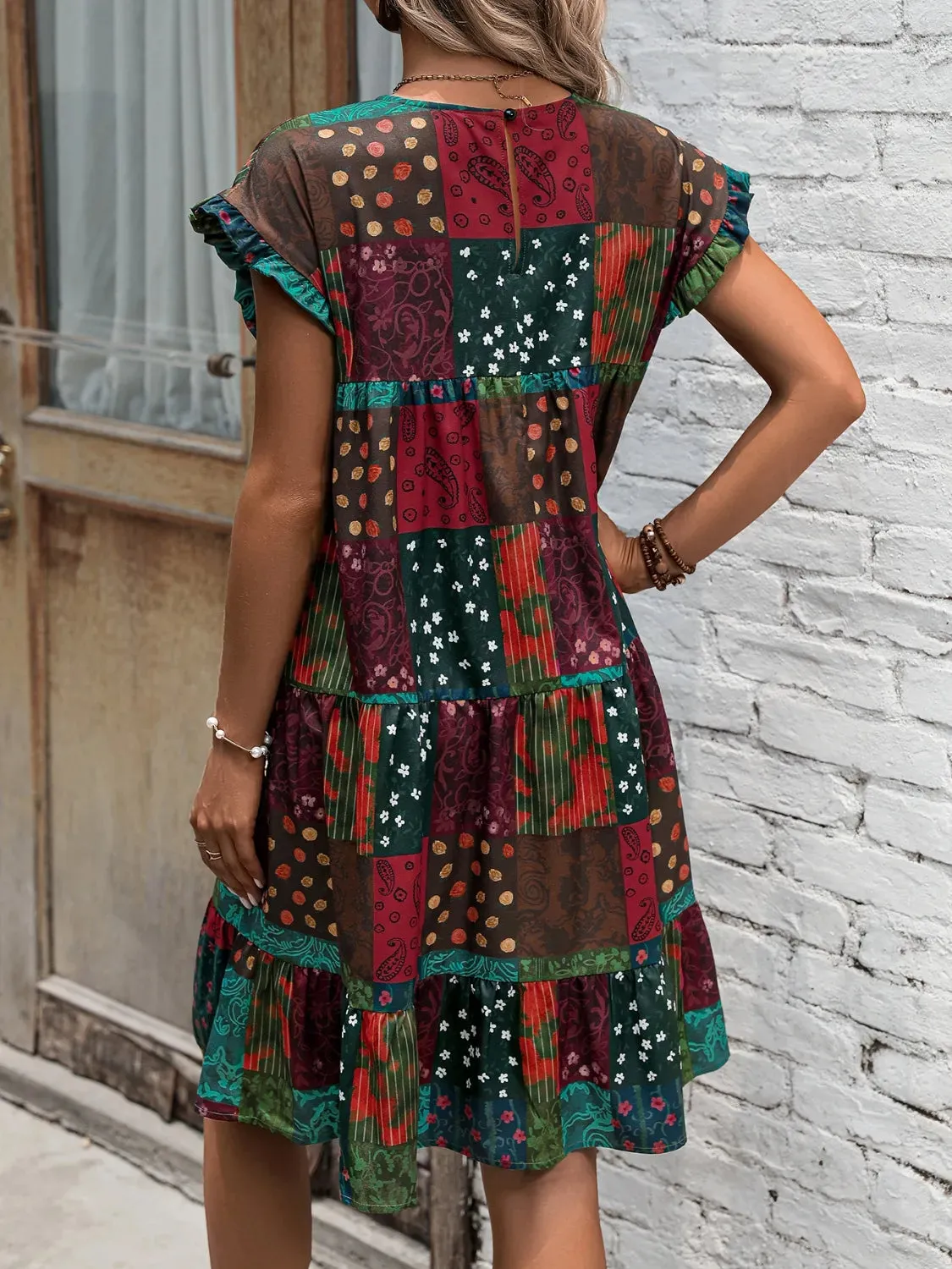Color Block Print Short Sleeve Mini Dress sold by Gigi Laurent product image thumbnail 3