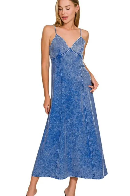 Zenana Tencel Mineral Washed Maxi Dress sold by Gigi Laurent