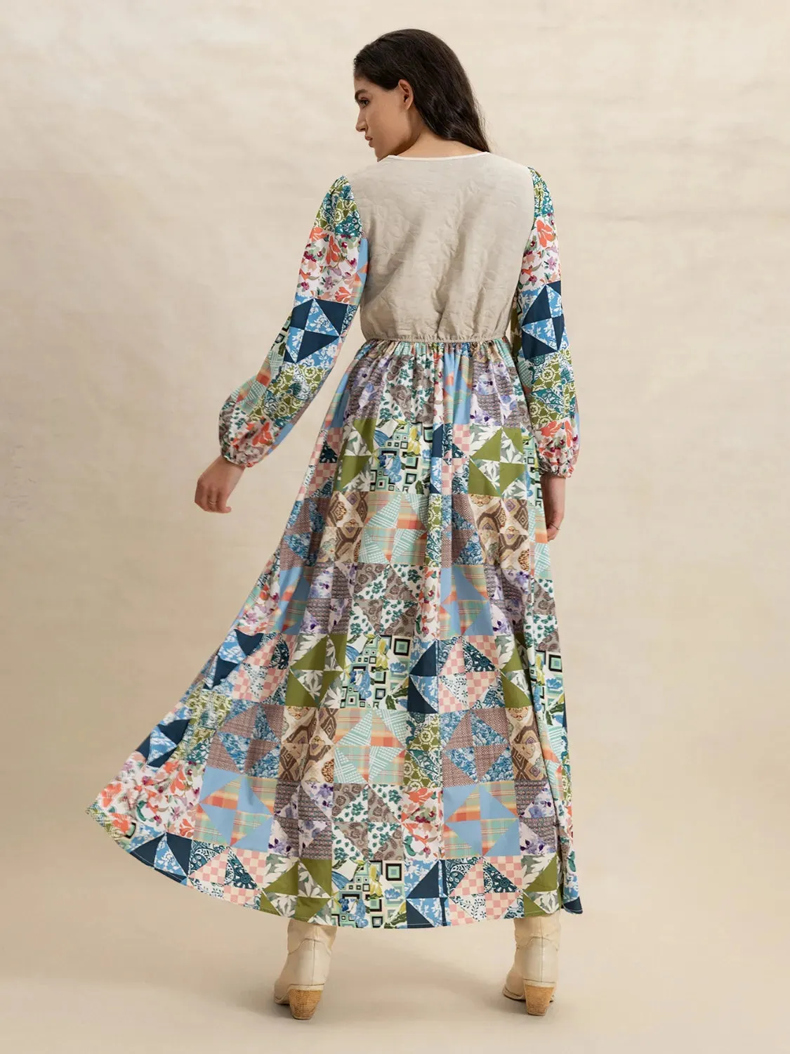 Tied Front Printed Long Sleeve Maxi Dress sold by Gigi Laurent product image thumbnail 5