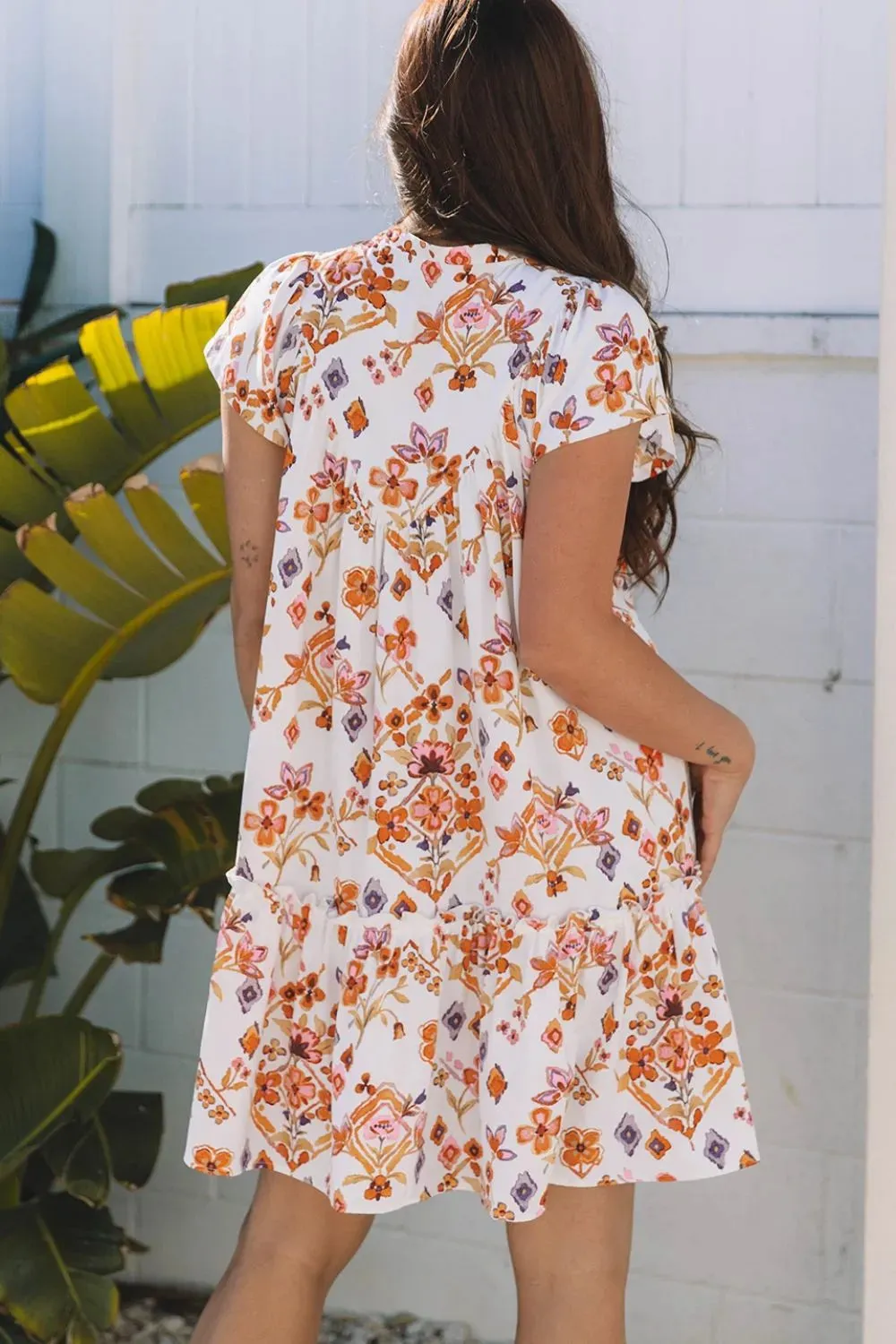 Printed Tie Neck Cap Sleeve Mini Dress sold by Gigi Laurent product image thumbnail 3