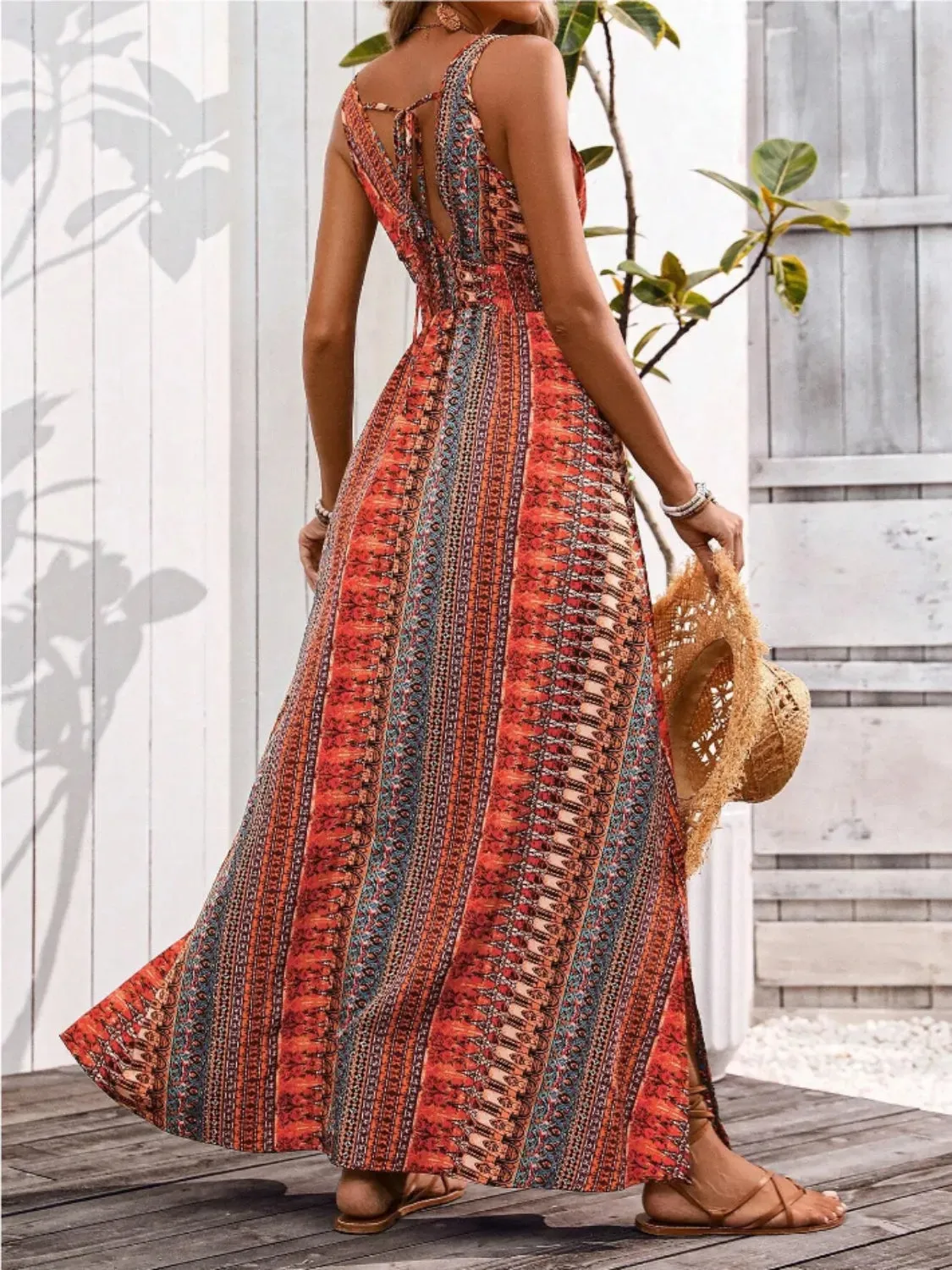 Tied Back Printed Sleeveless Maxi Slit Dress sold by Gigi Laurent product image thumbnail 5