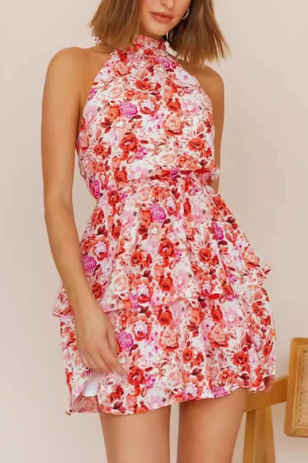Floral Halter Neck Mini Dress sold by Gigi Laurent product image thumbnail 5