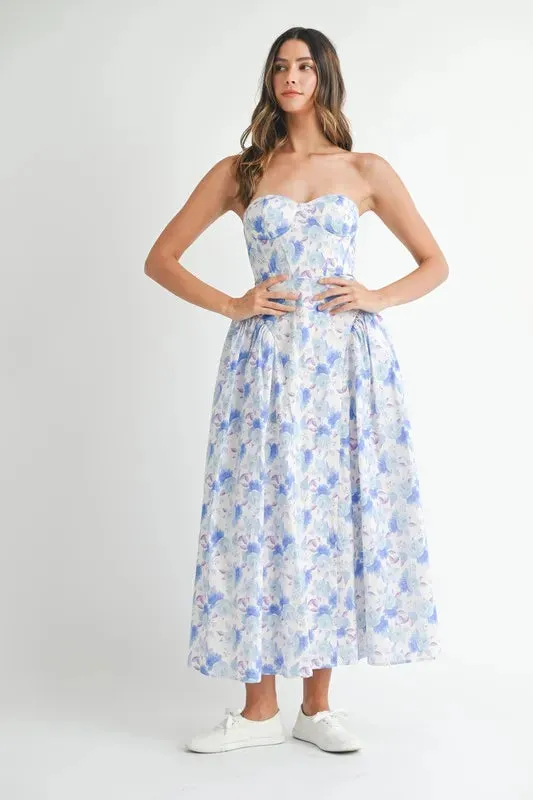 MABLE Sweetheart Neckline Floral Printed Midi Dress sold by Gigi Laurent