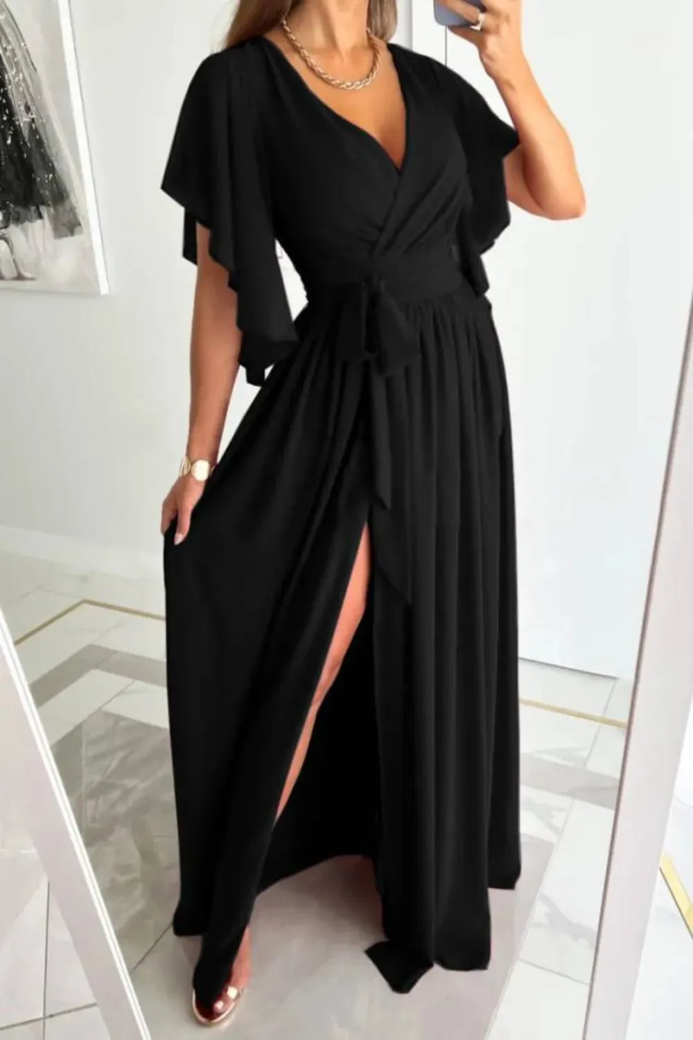 Surplice Flutter Sleeve Maxi Dress sold by Gigi Laurent product image thumbnail 4