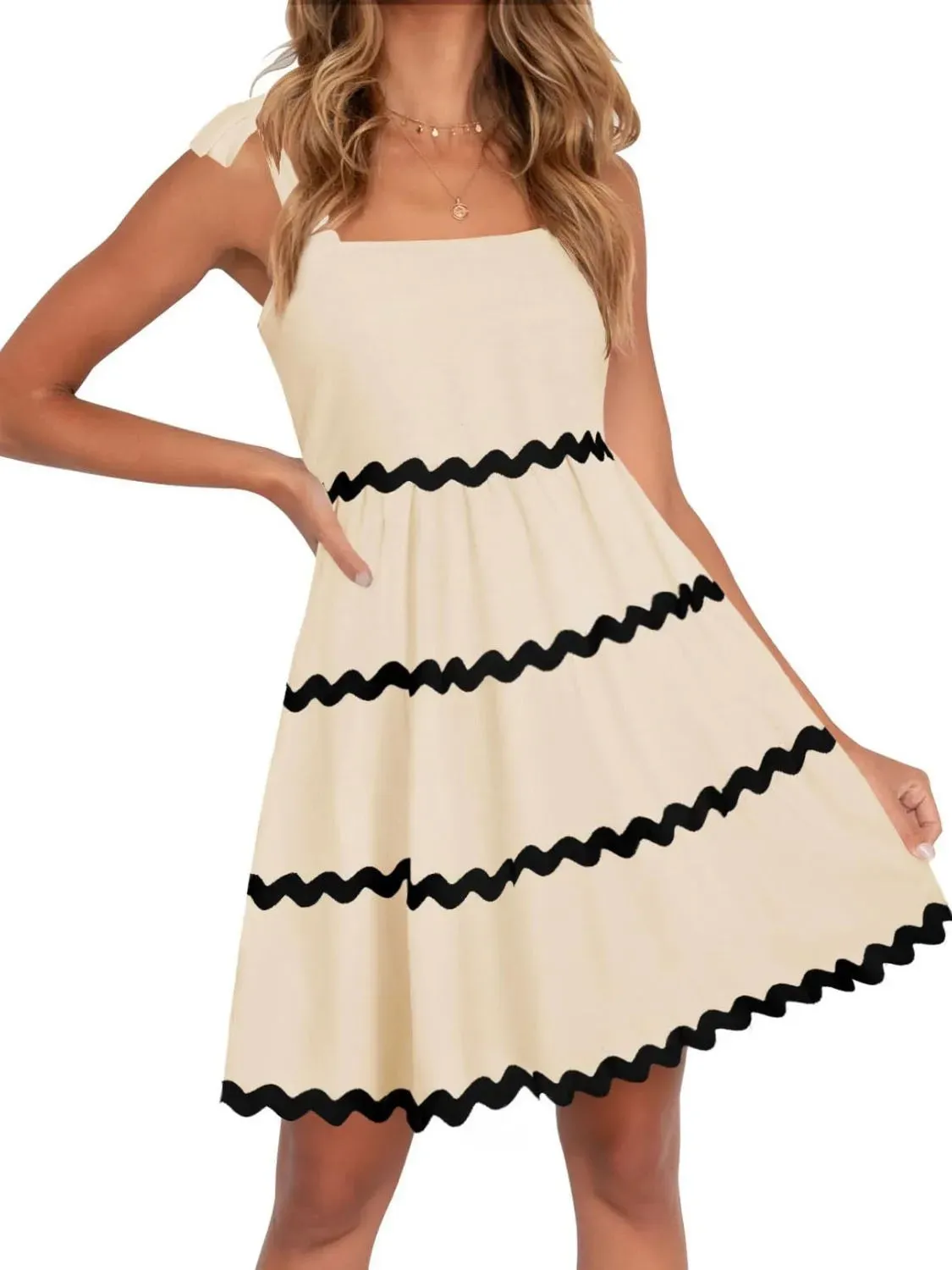 Contrast Trim Tie Shoulder Dress sold by Gigi Laurent product image thumbnail 5