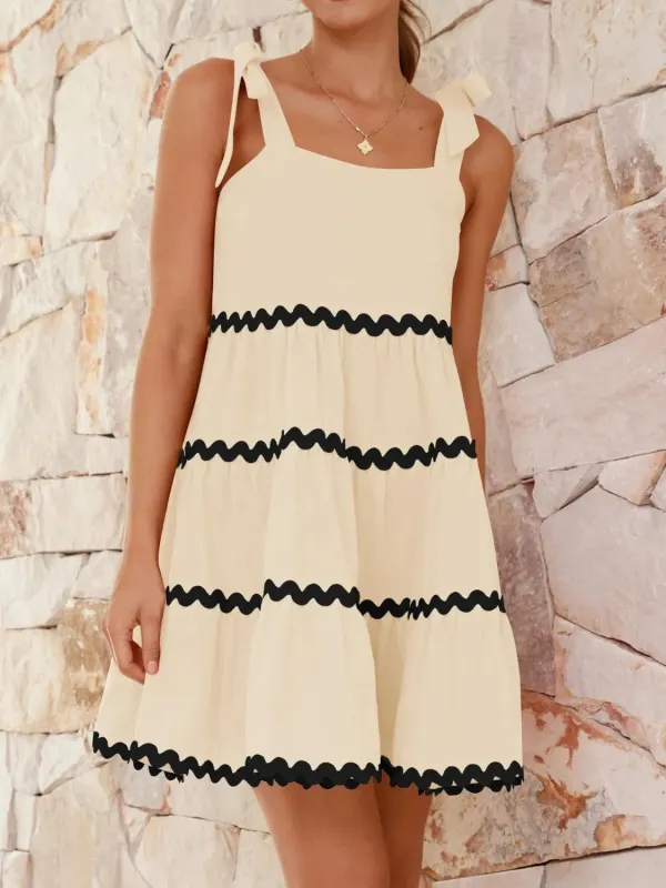 Contrast Trim Tie Shoulder Dress sold by Gigi Laurent
