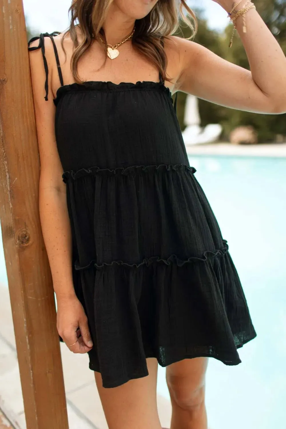 Frill Square Neck Mini Cami Dress sold by Gigi Laurent product image thumbnail 5