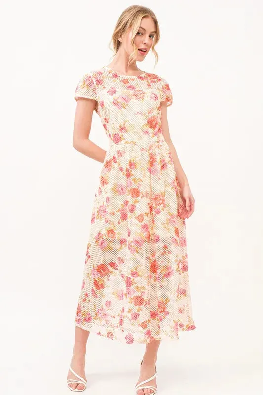 And The Why Fish-Net Floral Printed Midi Dress sold by Gigi Laurent