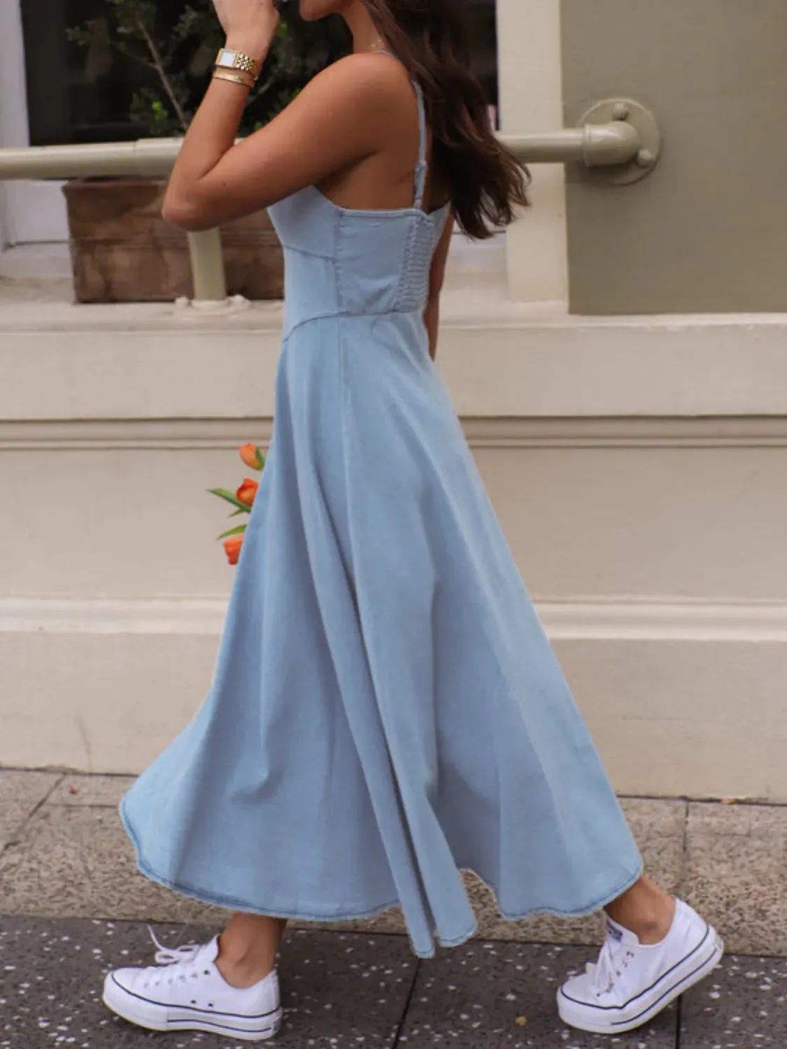 Smocked Sweetheart Neck Midi Cami Dress sold by Gigi Laurent product image thumbnail 5