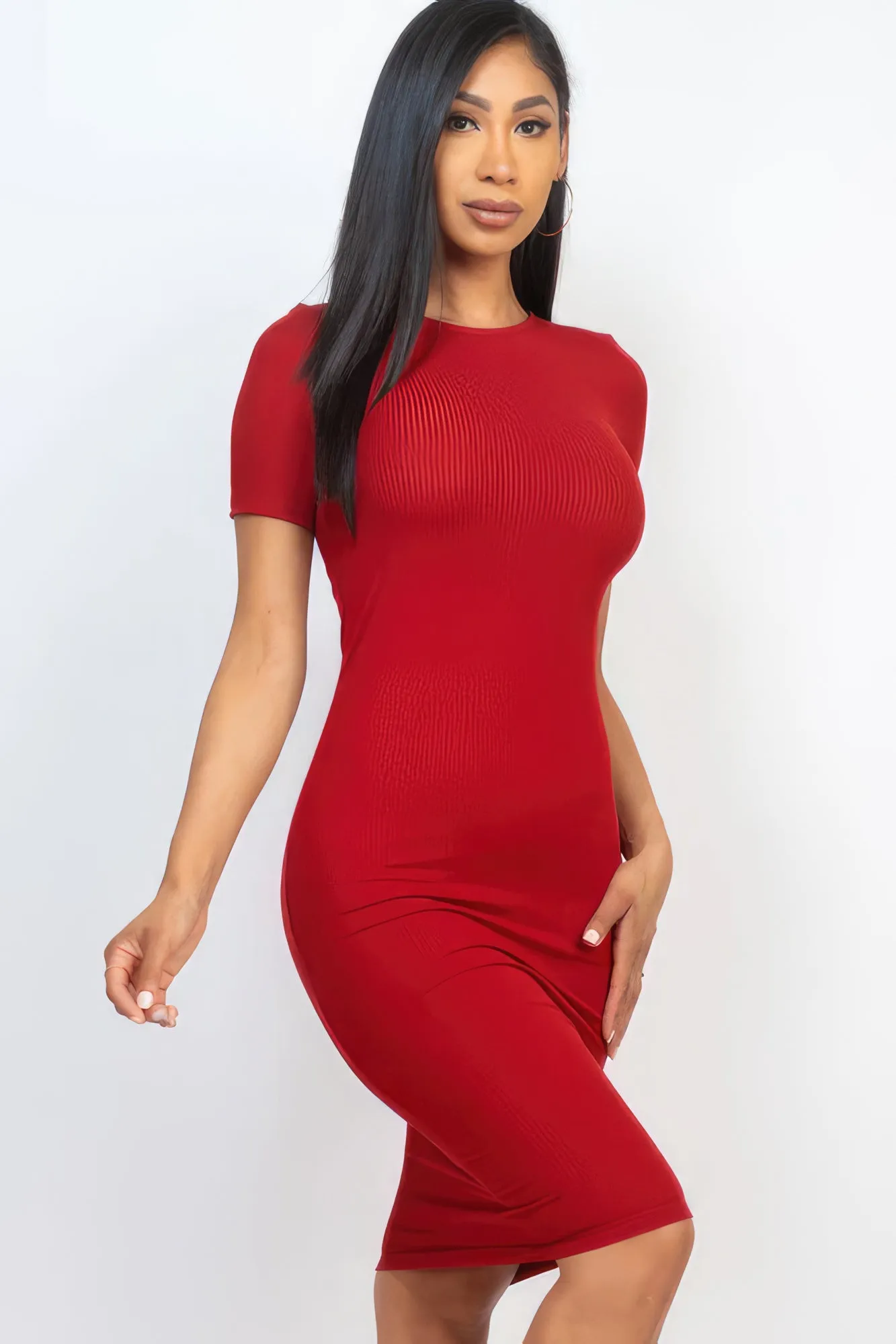 Ribbed Bodycon Midi Dress sold by Gigi Laurent product image thumbnail 3