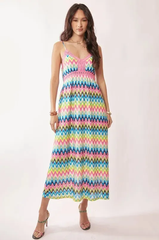 Davi & Dani Multi Color Crochet Lace Midi Dress sold by Gigi Laurent