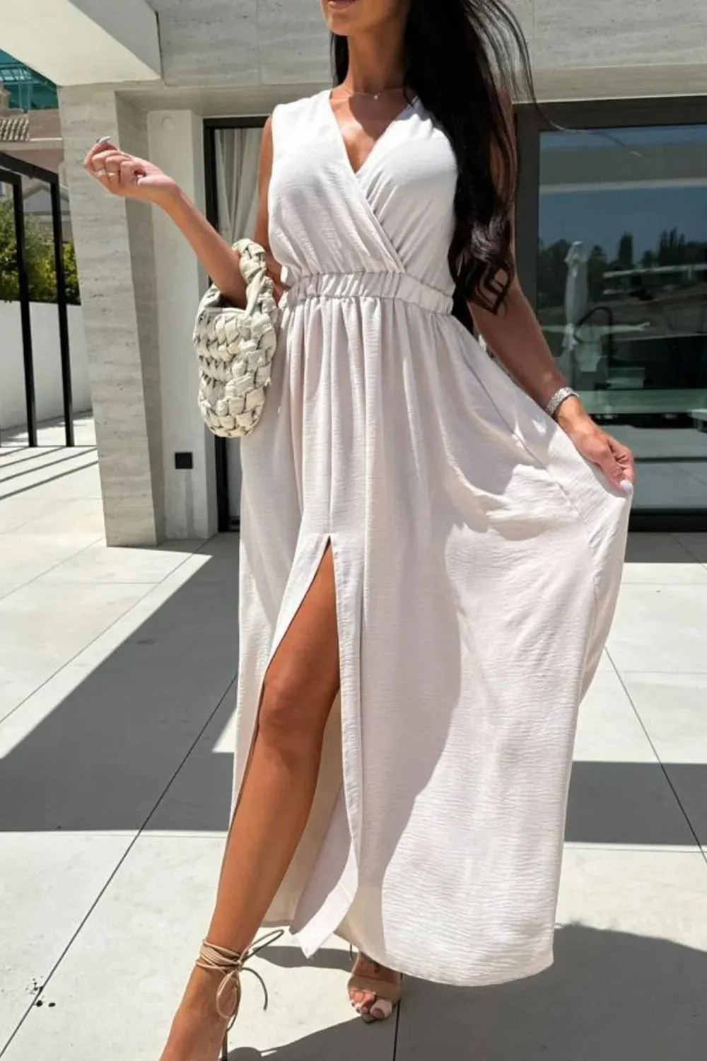 Surplice Sleeveless Slit Maxi Dress sold by Gigi Laurent product image thumbnail 4