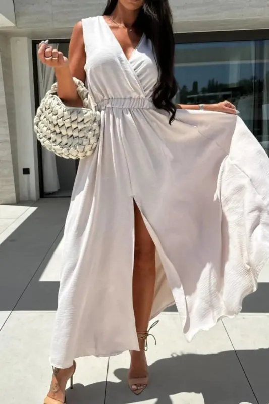 Surplice Sleeveless Slit Maxi Dress sold by Gigi Laurent