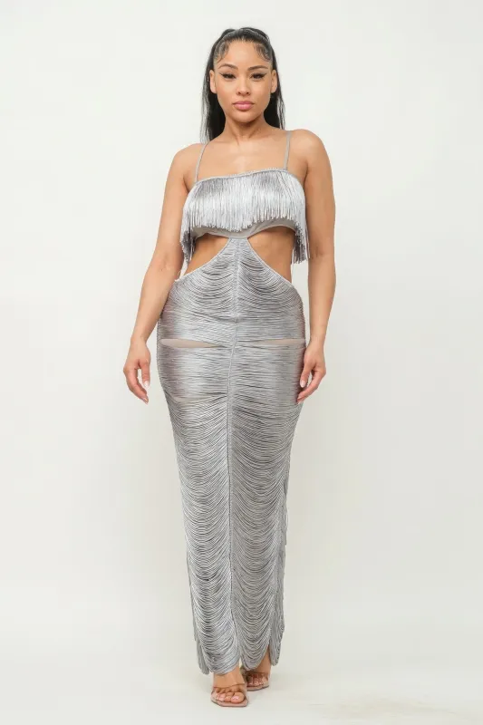 Lux Fringe Maxi Dress sold by Gigi Laurent