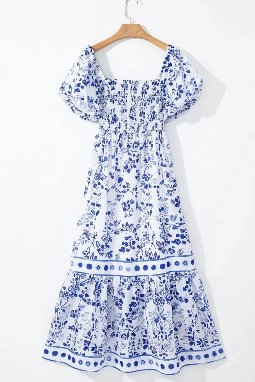 Smocked Printed Square Neck Puff Sleeve Dress sold by Gigi Laurent product image thumbnail 4