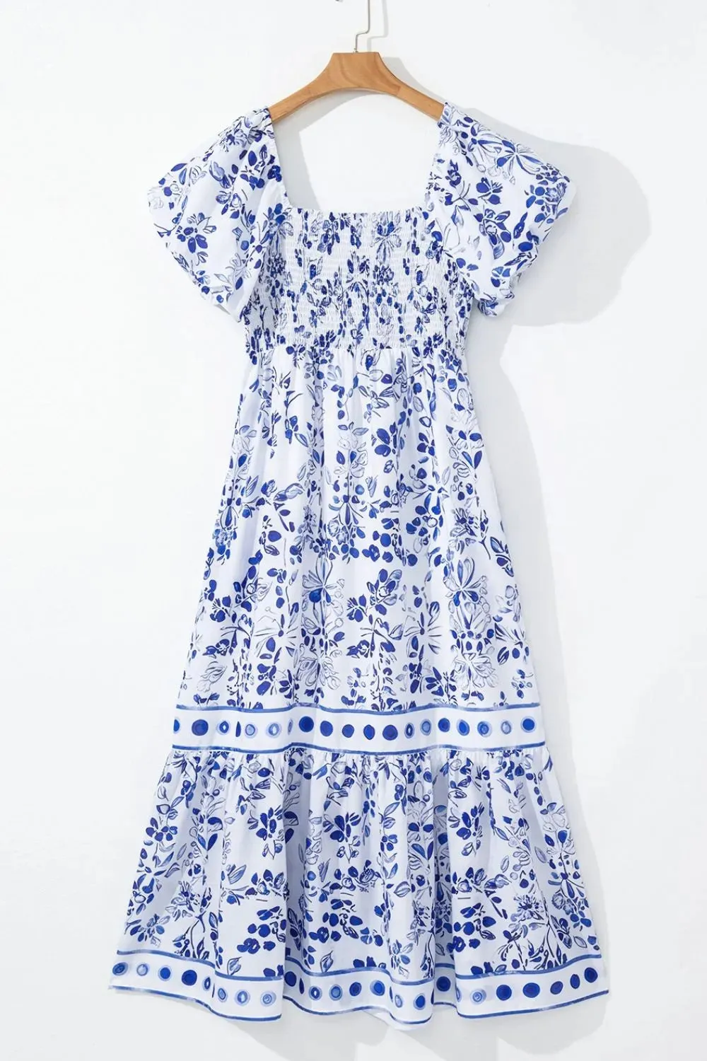 Smocked Printed Square Neck Puff Sleeve Dress sold by Gigi Laurent product image thumbnail 5