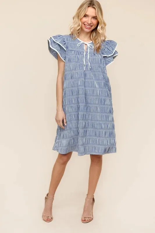 Haptics Double Ruffle Sleeve Dress with Side Pockets sold by Gigi Laurent