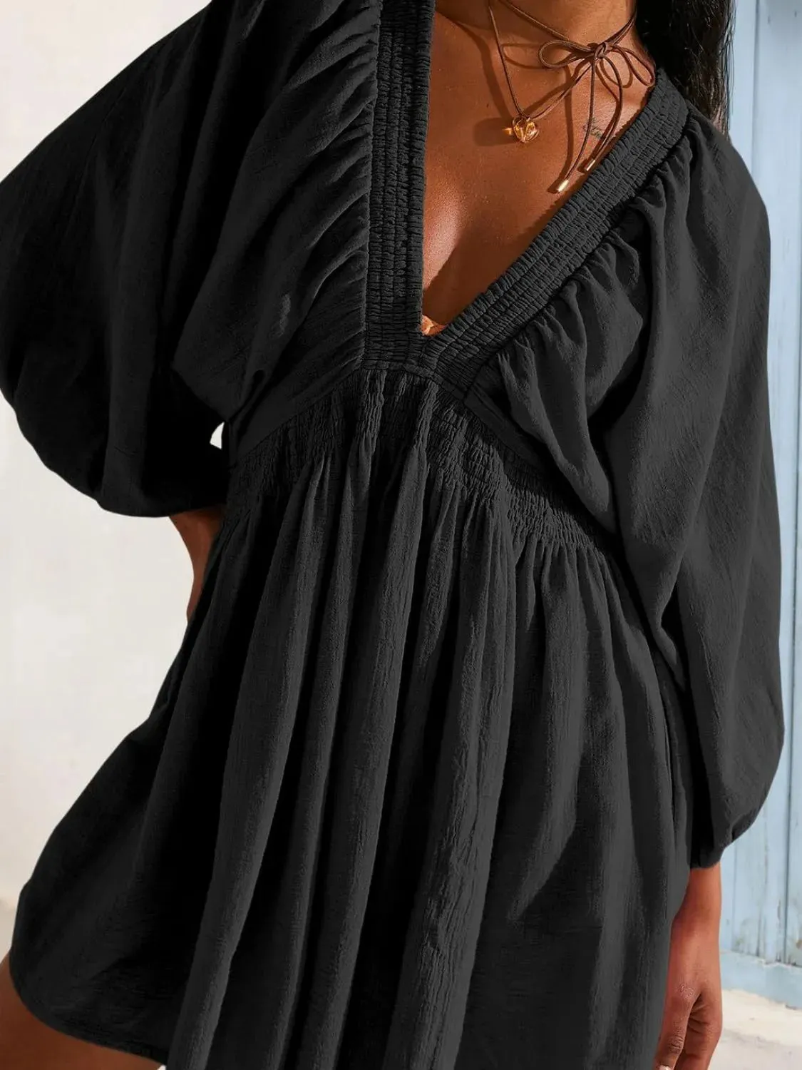 Textured V-Neck Mini Dress sold by Gigi Laurent product image thumbnail 3