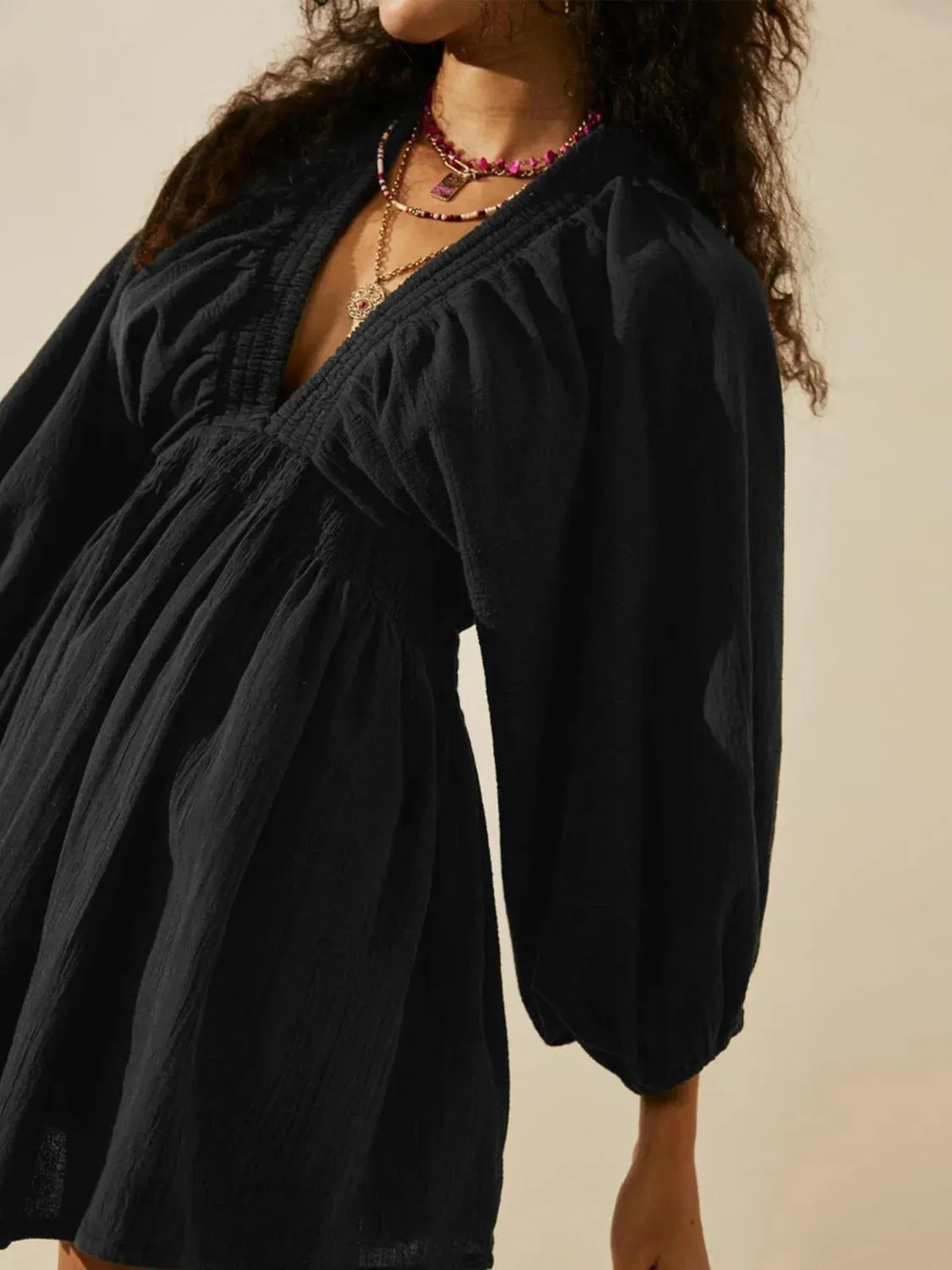 Textured V-Neck Mini Dress sold by Gigi Laurent product image thumbnail 4