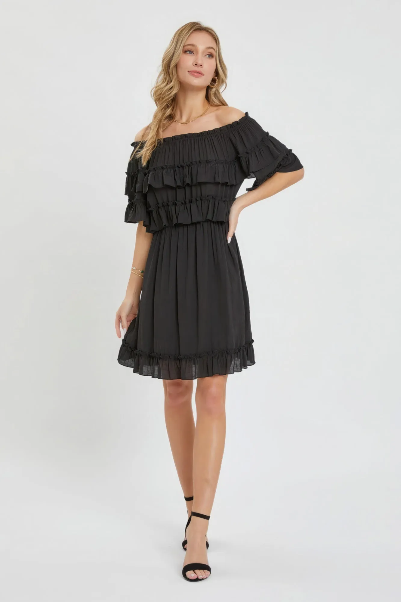 Off Shoulder Ruffle Dress sold by Gigi Laurent product image thumbnail 2