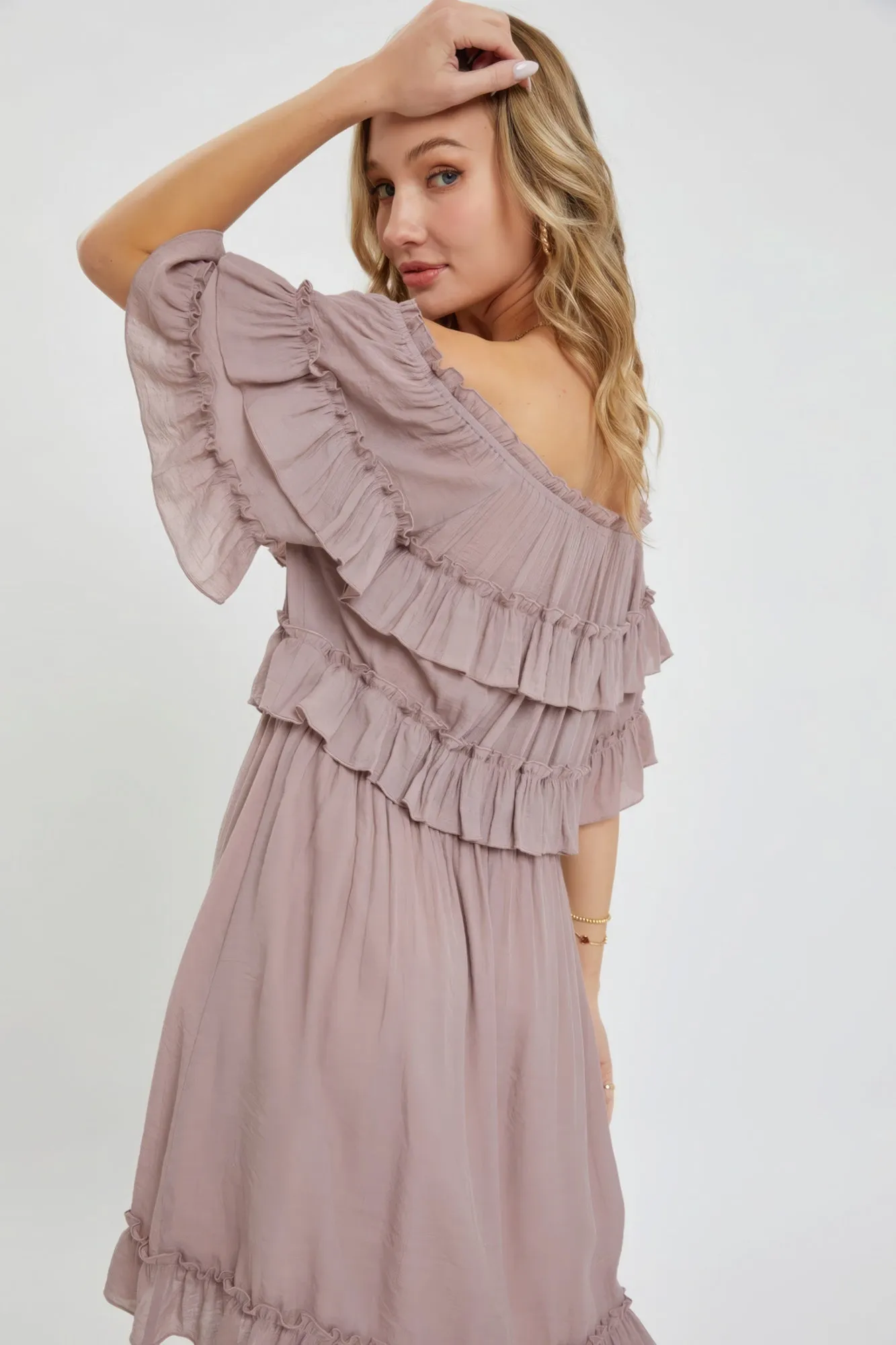 Off Shoulder Ruffle Dress sold by Gigi Laurent product image thumbnail 3