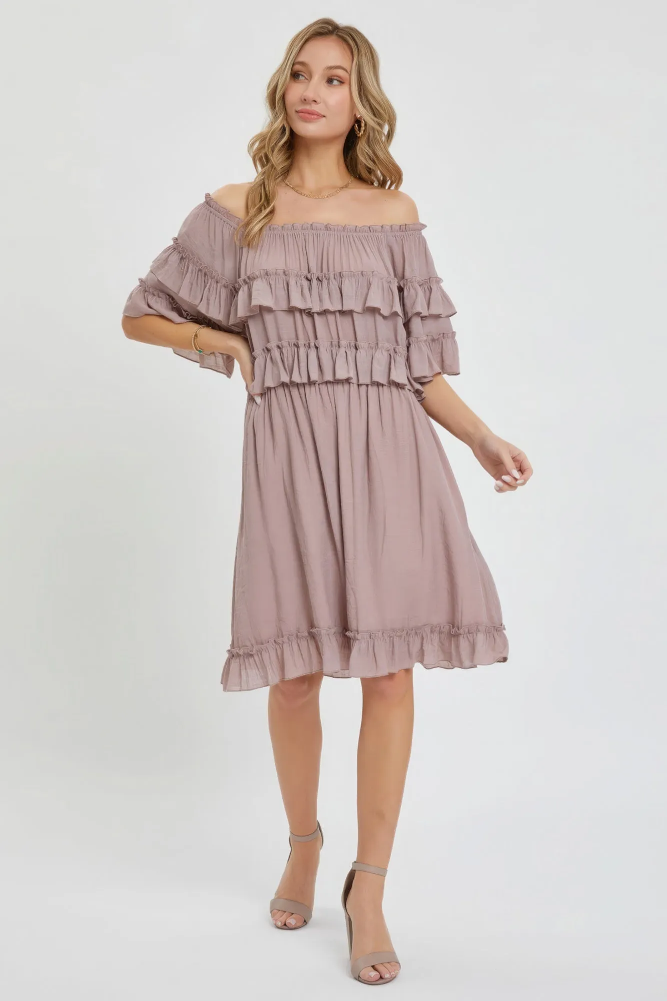 Off Shoulder Ruffle Dress sold by Gigi Laurent product image thumbnail 2