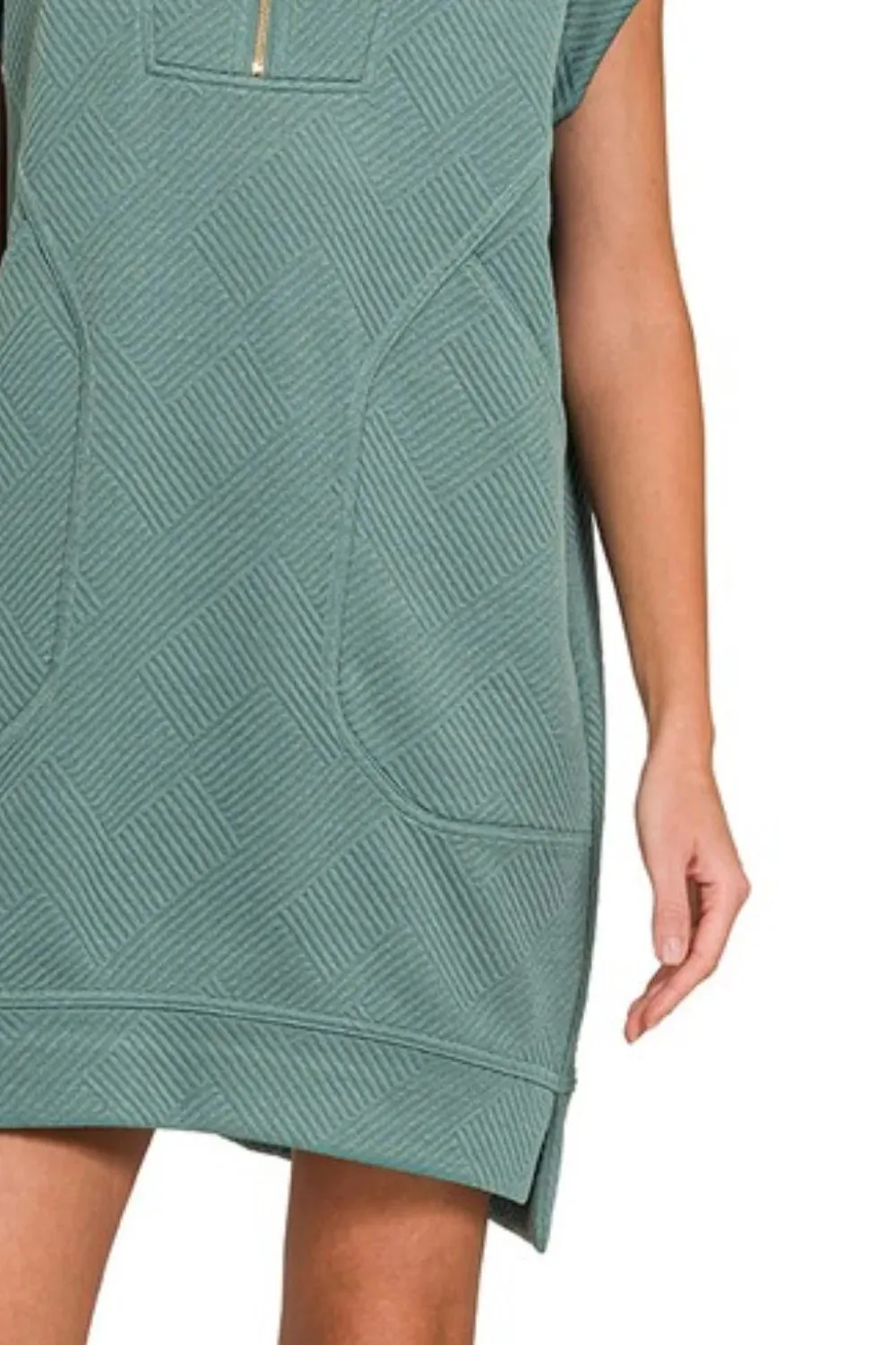 Zenana Textured Knit Jacquard Quarter Zipper Mini Dress sold by Gigi Laurent product image thumbnail 3