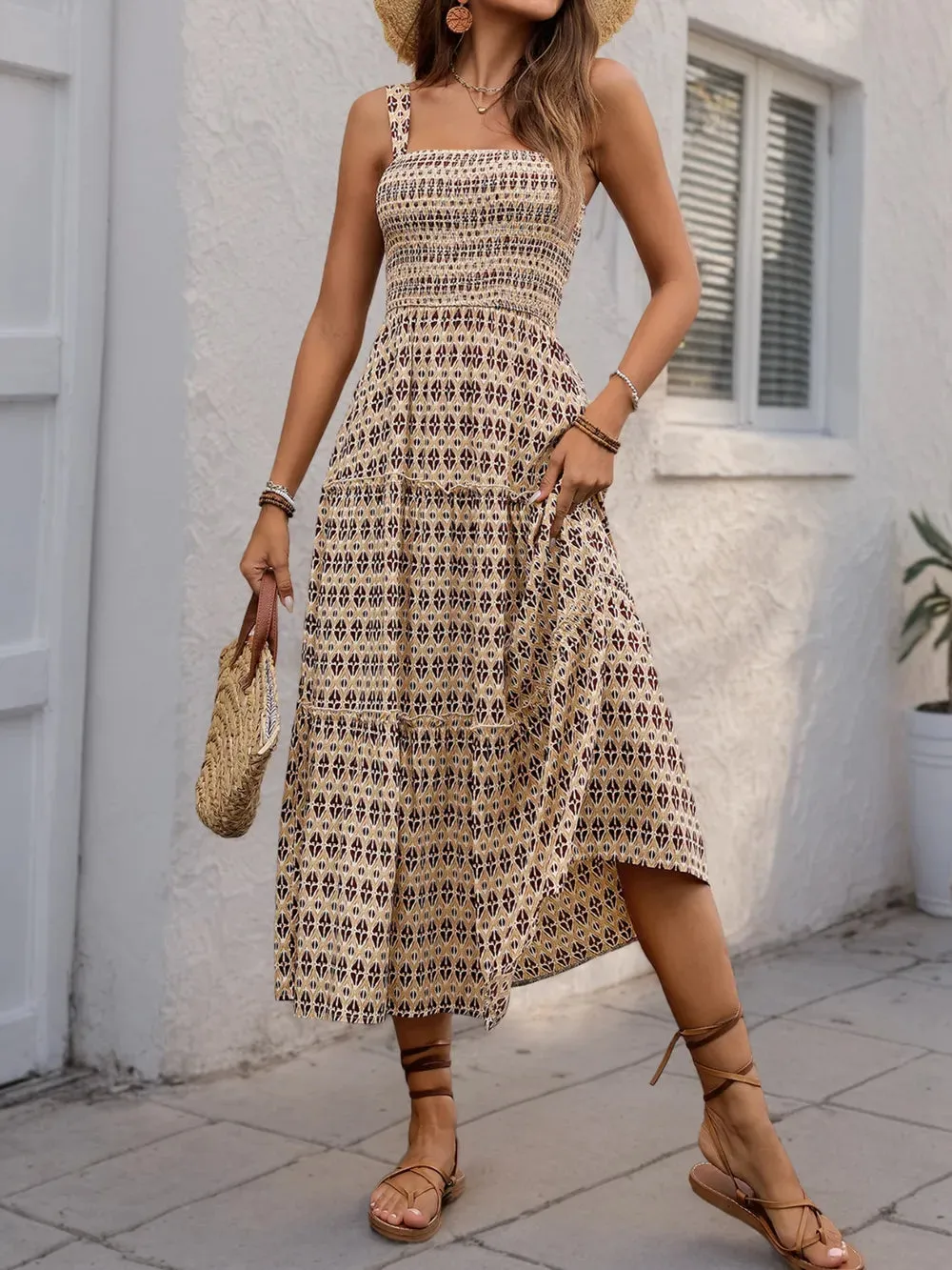 Printed Tiered Wide Strap Midi Dress sold by Gigi Laurent product image thumbnail 3