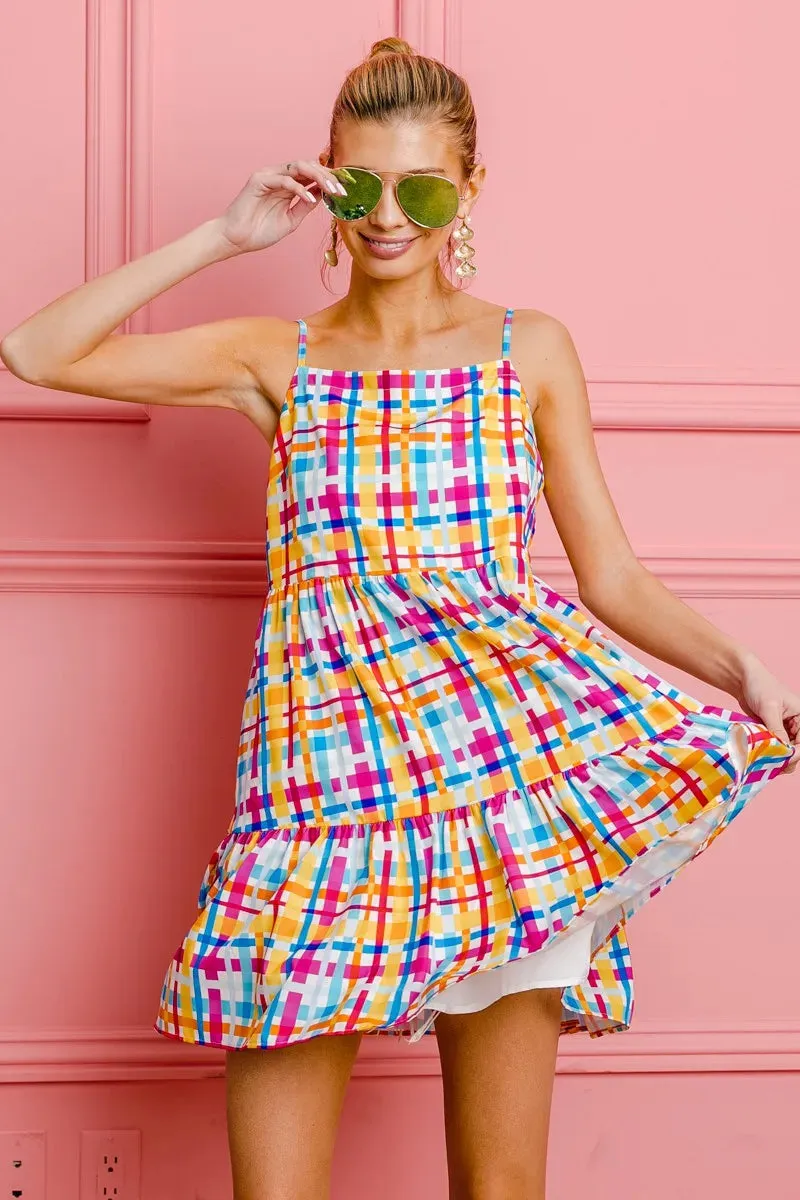 BiBi Multi Colors Plaid Sleeveless Sun Dress sold by Gigi Laurent product image thumbnail 4