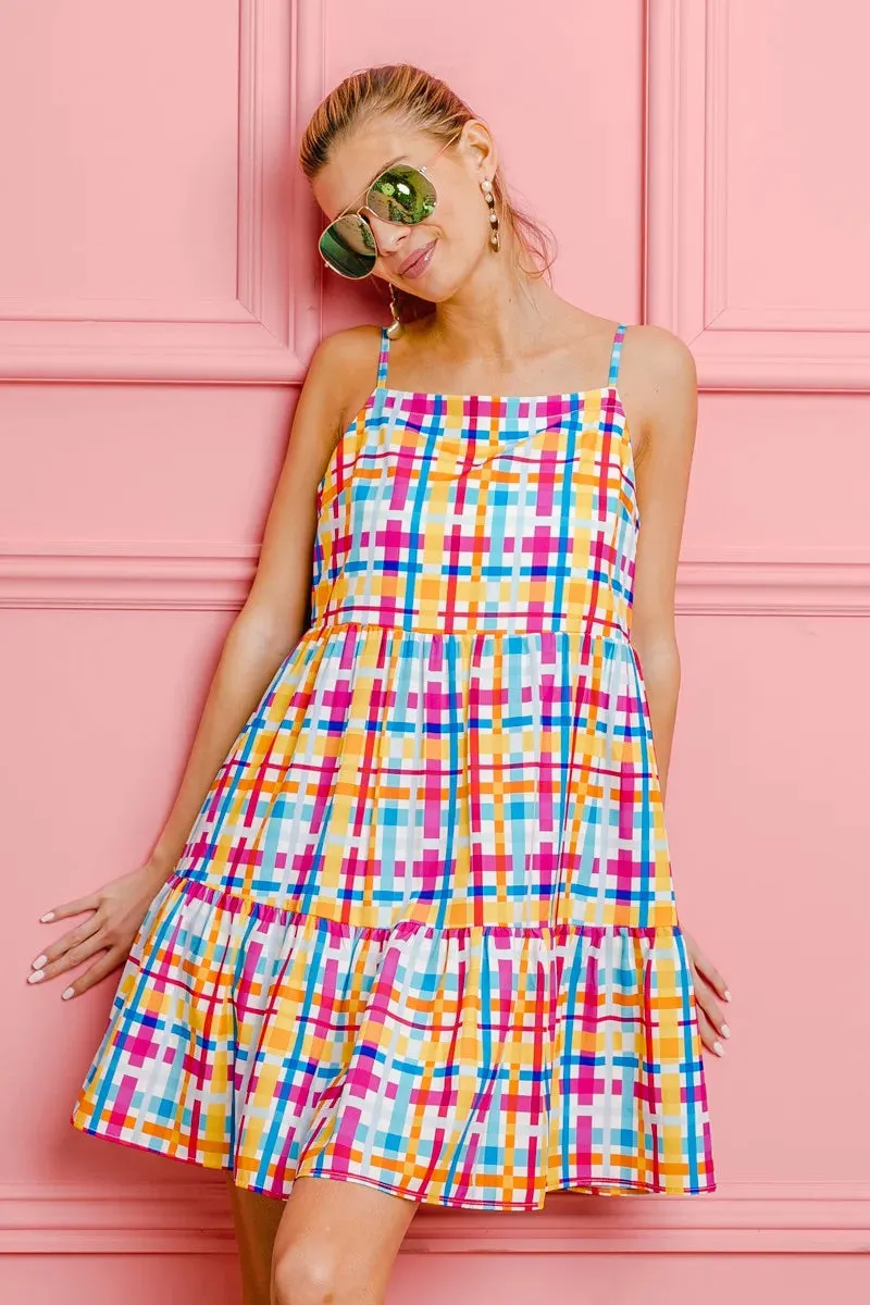 BiBi Multi Colors Plaid Sleeveless Sun Dress sold by Gigi Laurent product image thumbnail 3