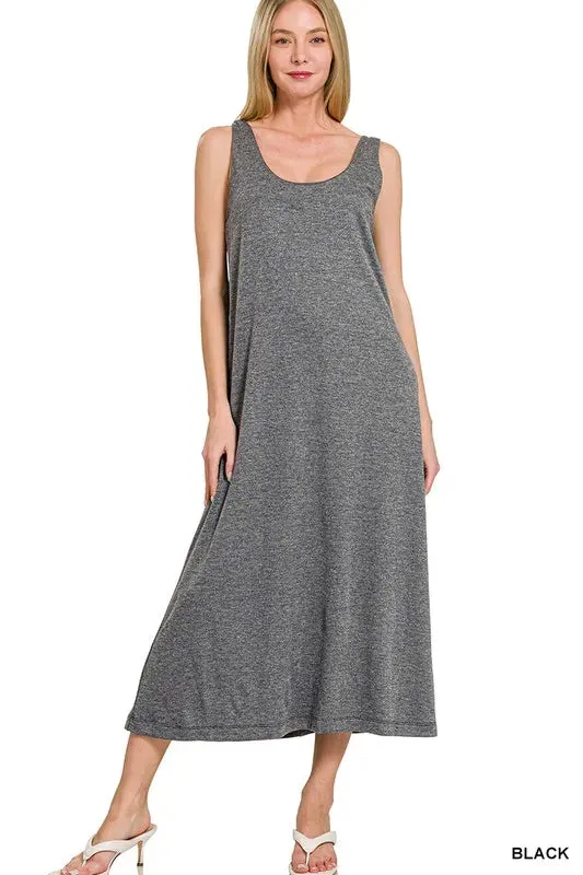 Zenana French Terry Twisted Strap Midi Dress sold by Gigi Laurent