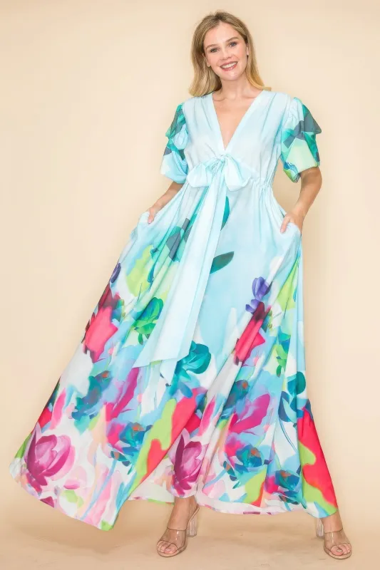 Printed V Neck Maxi Dress sold by Gigi Laurent