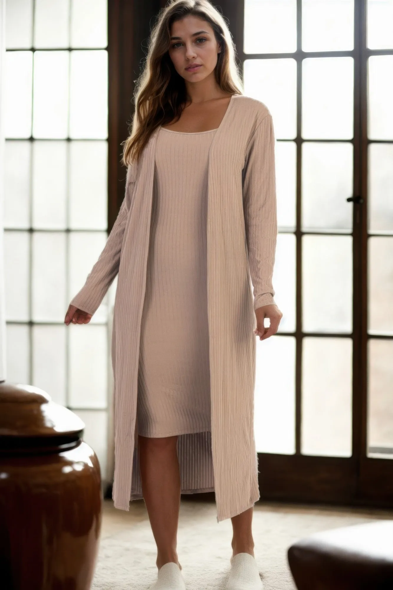 Ribbed Cardigan & Cami Midi Bodycon Dress sold by Gigi Laurent product image thumbnail 2