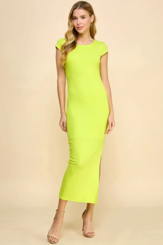 Crew Neck Cap Sleeve Rib W/ Lining Maxi Dress sold by Gigi Laurent