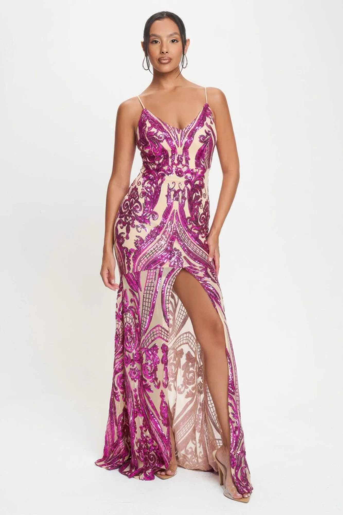 Spaghetti Strap Art Deco Sequins Maxi Dress sold by Gigi Laurent product image thumbnail 2