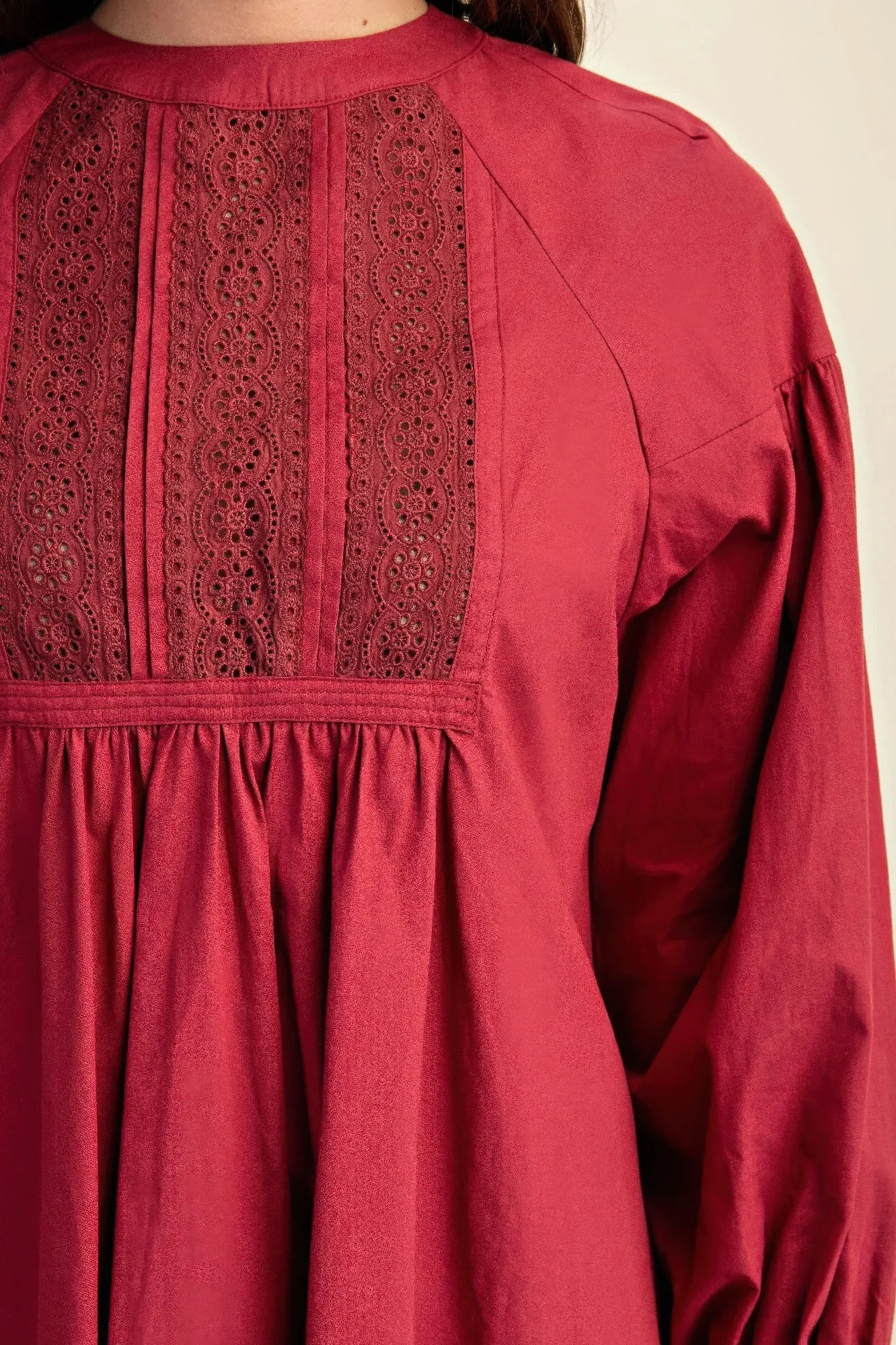 Long sleeve mini dress with lace detail sold by Gigi Laurent product image thumbnail 5