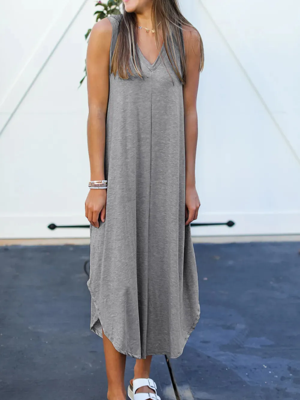 Full Size V-Neck Midi Tank Dress sold by Gigi Laurent product image thumbnail 3