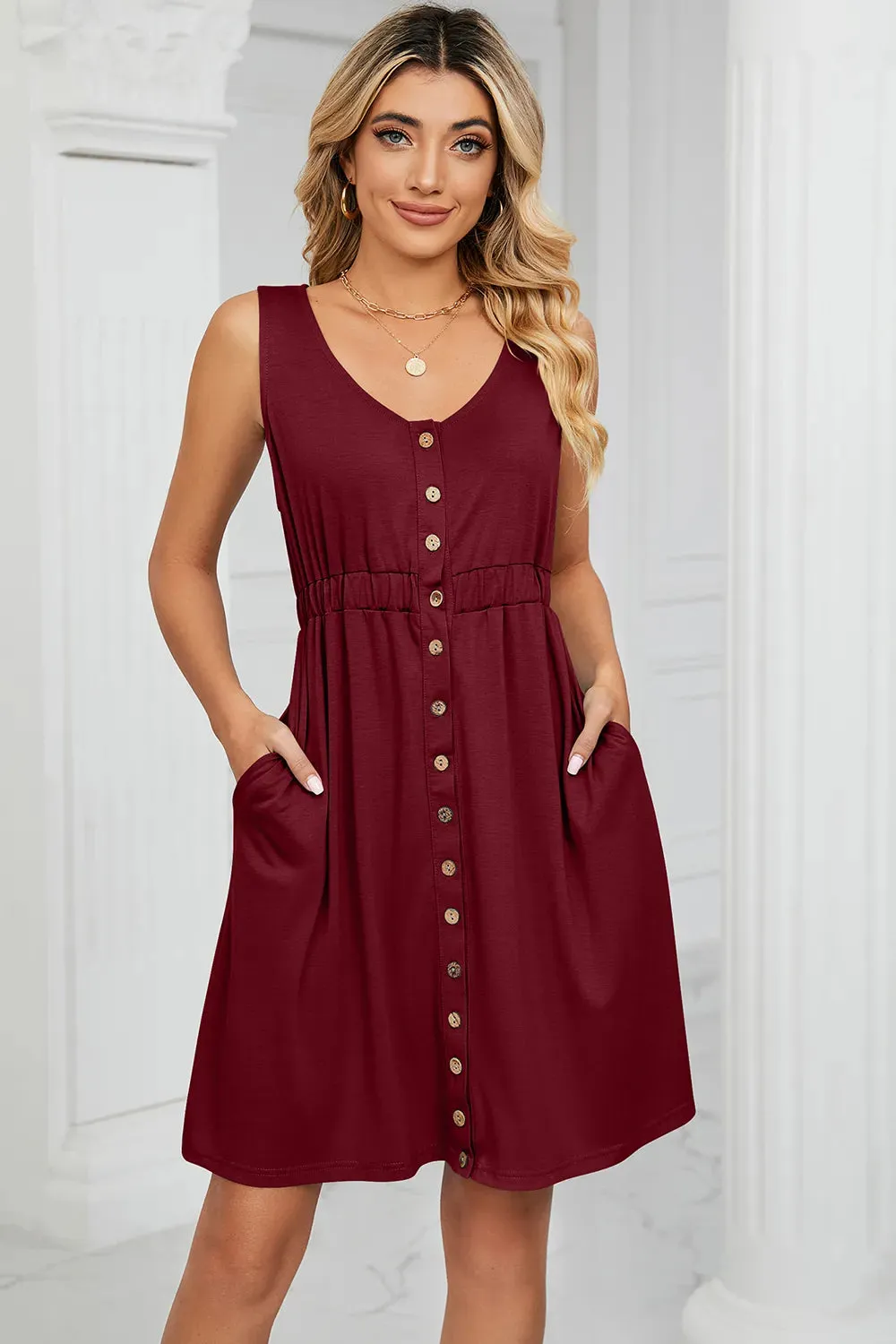 Buttoned Wide Strap Mini Dress sold by Gigi Laurent product image thumbnail 2