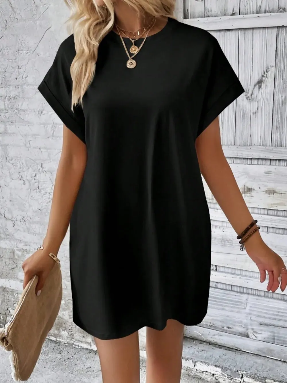 Pocketed Round Neck Short Sleeve Dress sold by Gigi Laurent product image thumbnail 3