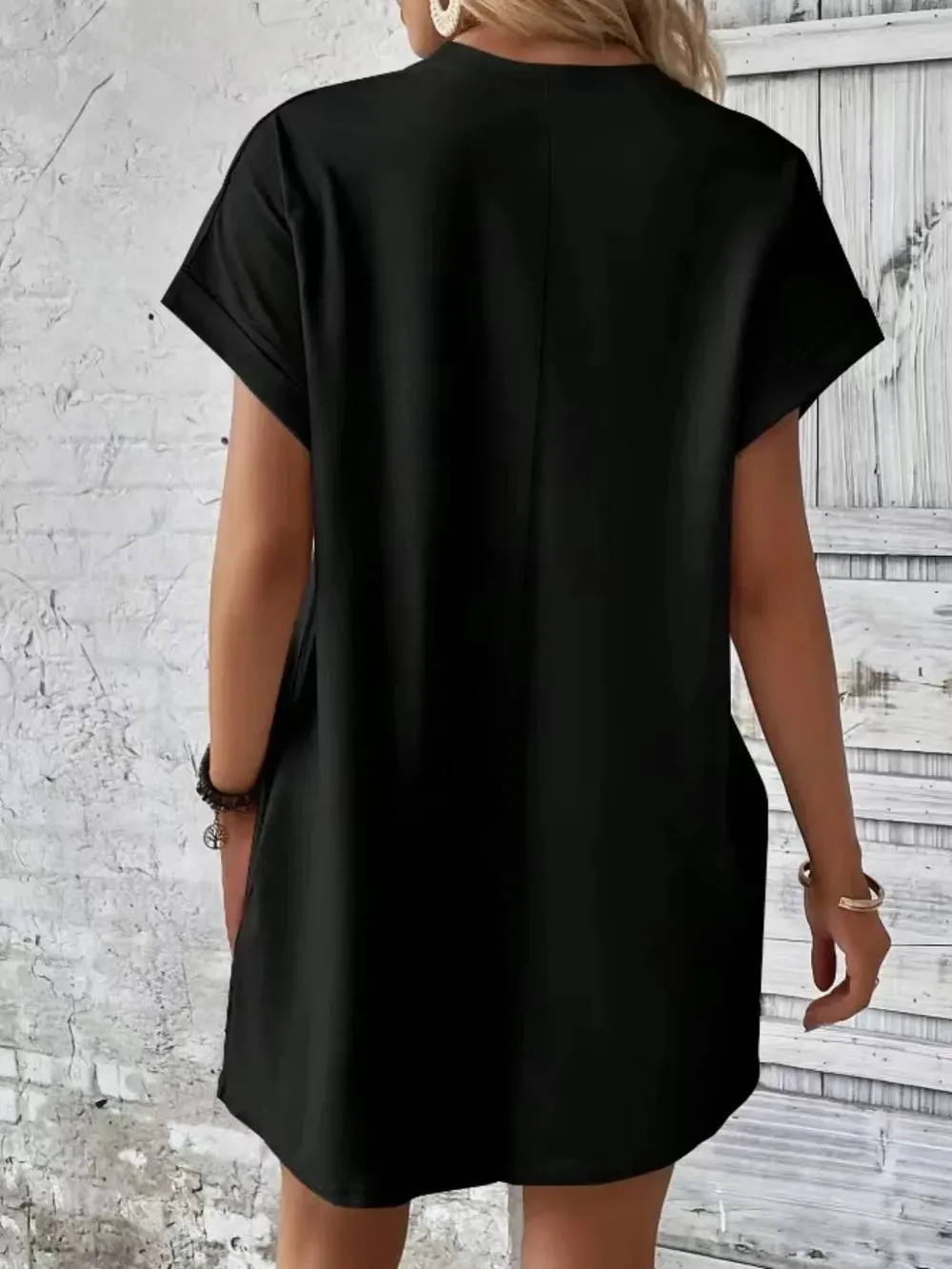 Pocketed Round Neck Short Sleeve Dress sold by Gigi Laurent product image thumbnail 2