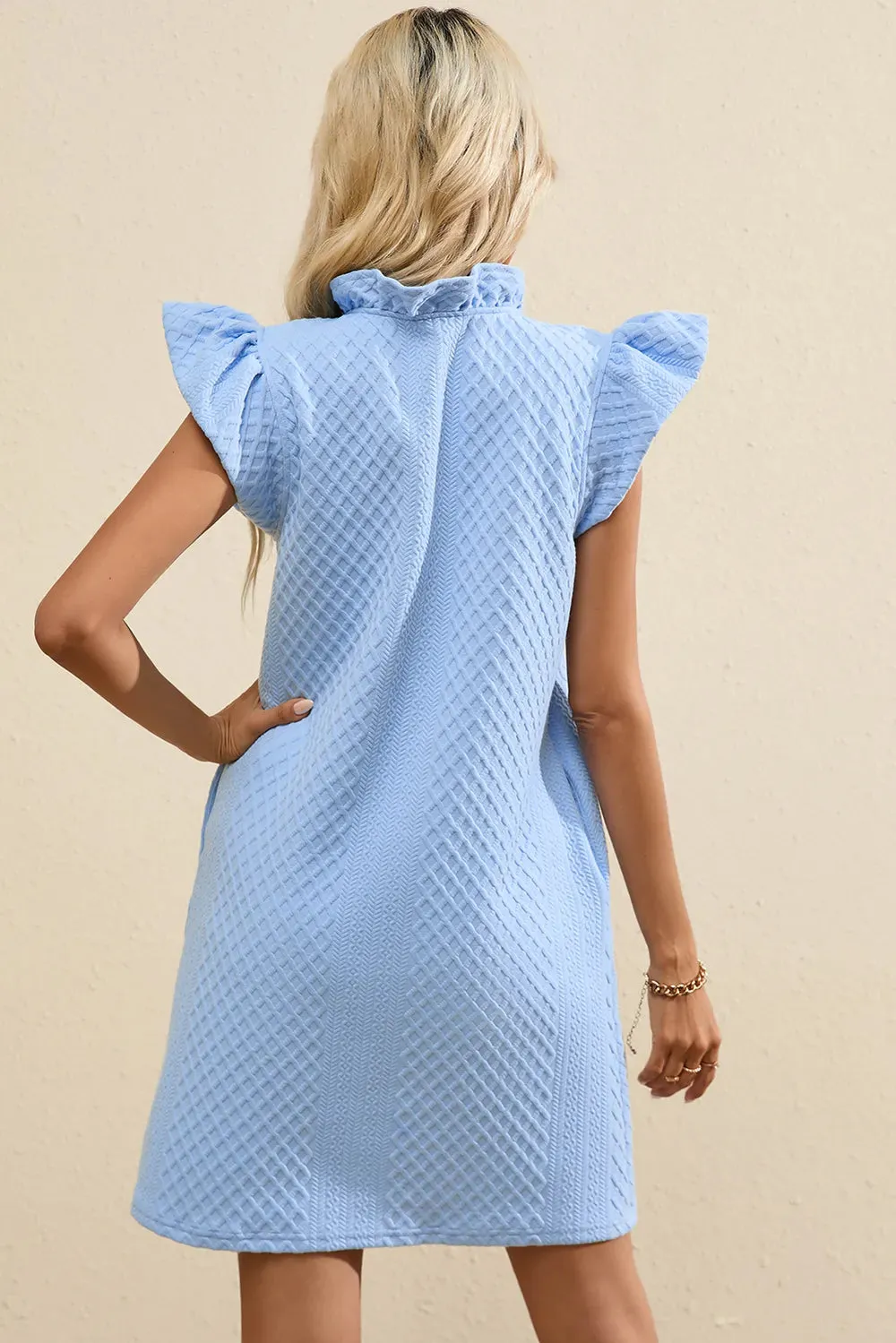 Ruffled V-Neck Cap Sleeve Mini Dress sold by Gigi Laurent product image thumbnail 3