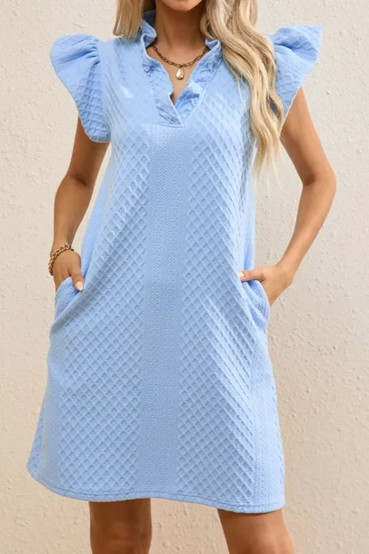 Ruffled V-Neck Cap Sleeve Mini Dress sold by Gigi Laurent