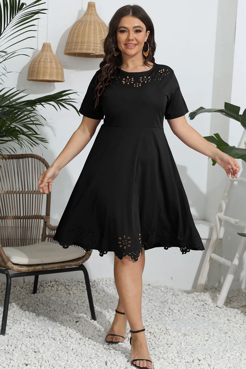 Plus Size Round Neck Openwork Dress sold by Gigi Laurent product image thumbnail 4
