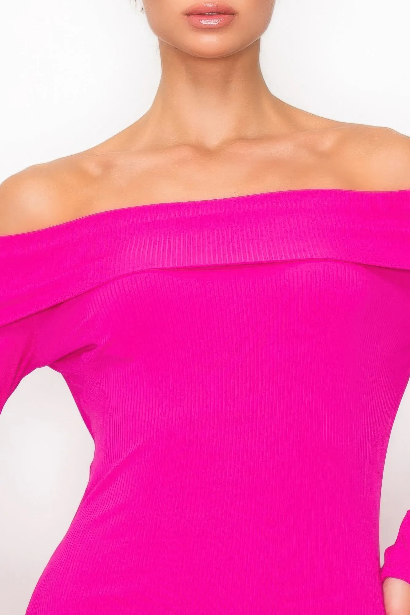 Off-shoulder Rib Midi Dress sold by Gigi Laurent product image thumbnail 4