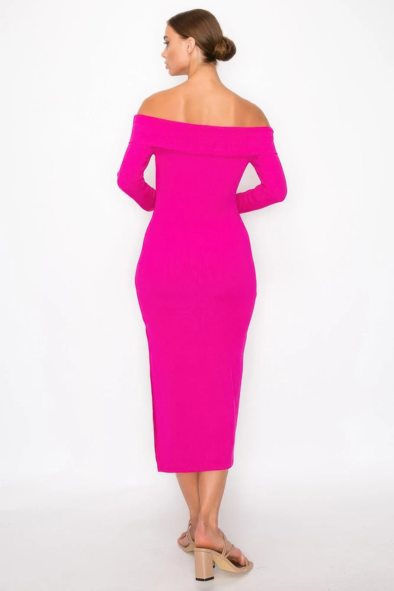Off-shoulder Rib Midi Dress sold by Gigi Laurent product image thumbnail 5