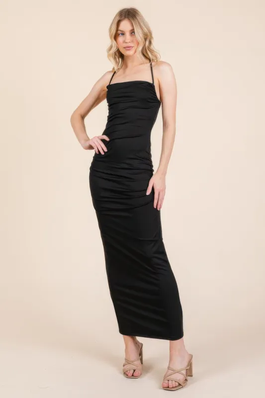 Asymmetry Ruched Double Layered Maxi Dress sold by Gigi Laurent