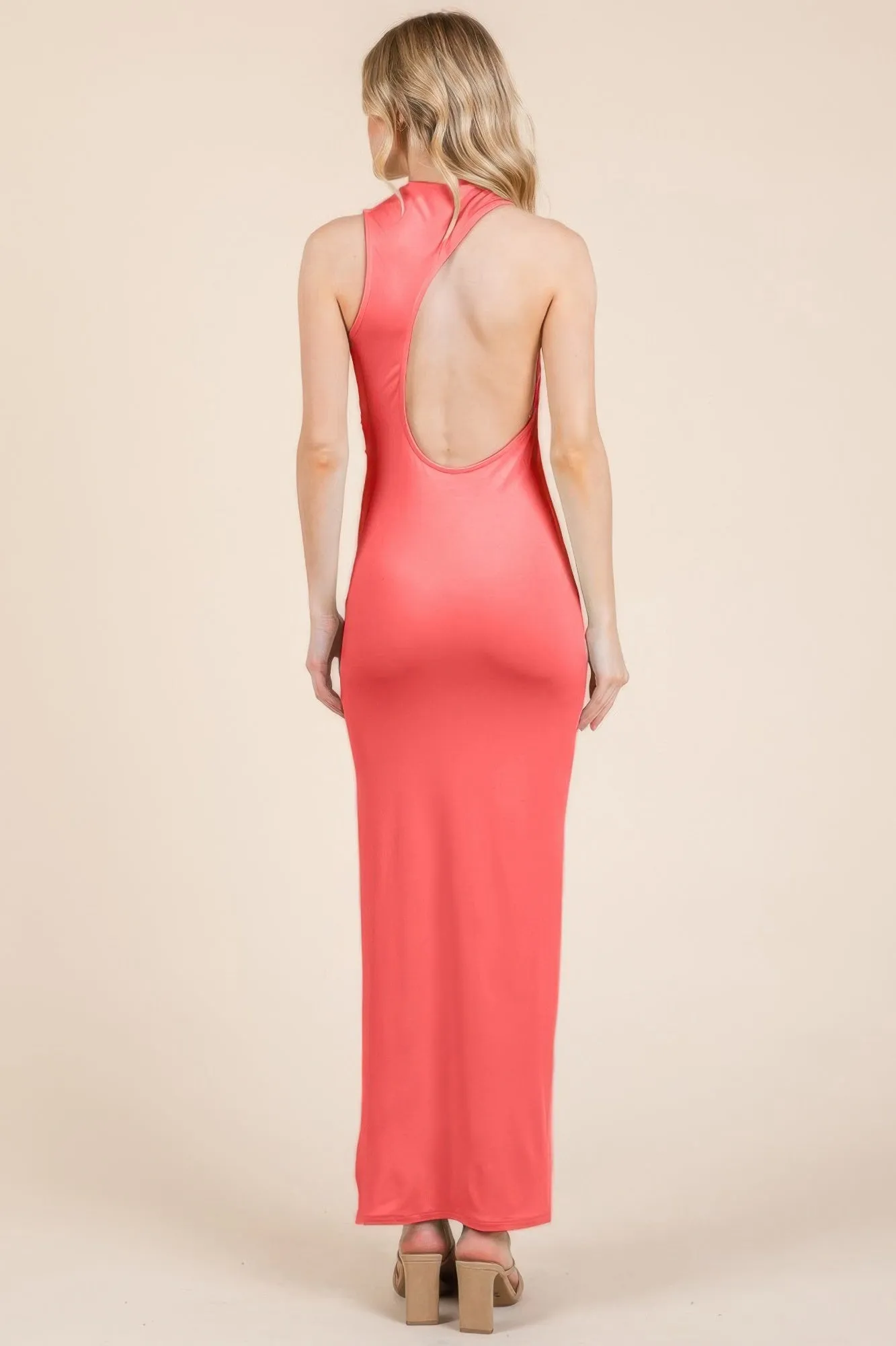 Back Cut Out Side Shirring Side Slit Maxi Dress sold by Gigi Laurent product image thumbnail 3