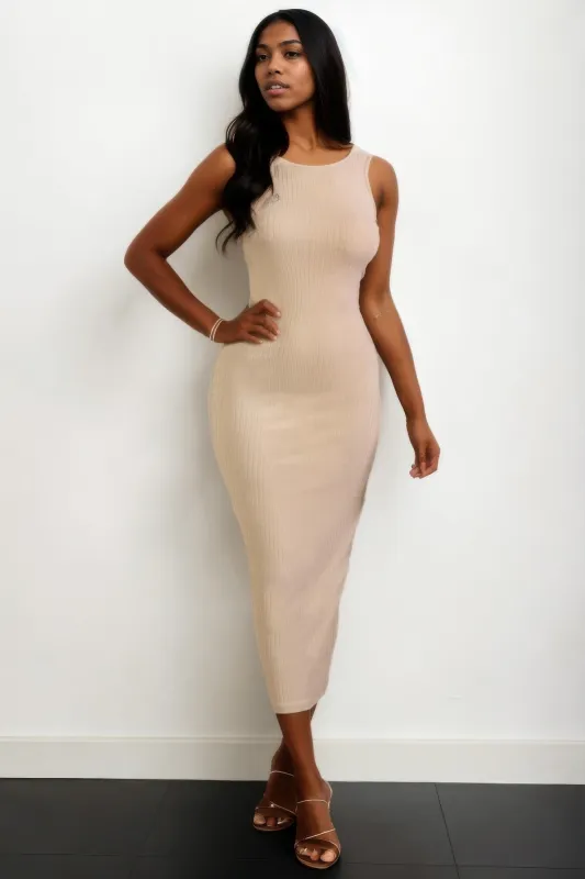 Ribbed Open Back Sleeveless Maxi Dress sold by Gigi Laurent